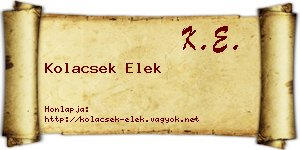 Kolacsek Elek névjegykártya